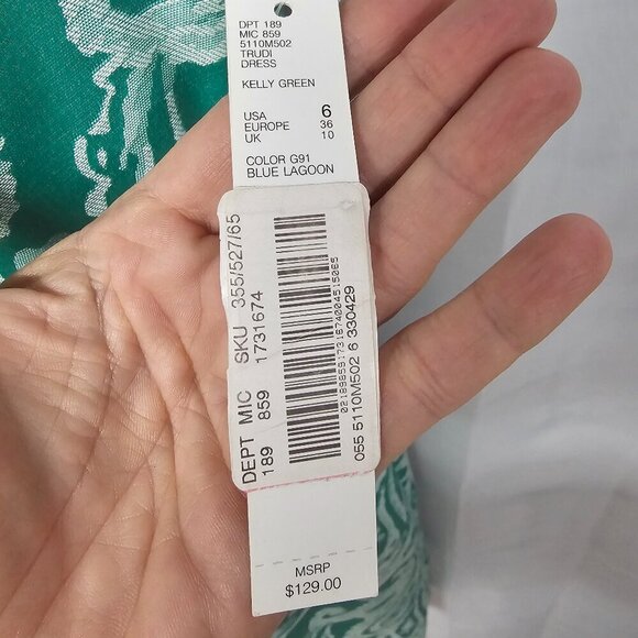 NWT Alex Marie Green Paisley Sleeveless Brocade Retro Knee Length Dress Size 6 - Picture 13 of 14